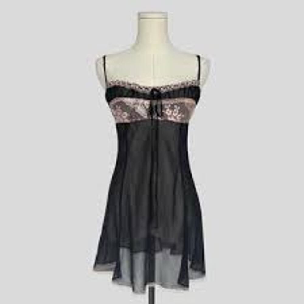 Vintage Y2K VICTORIA'S SECRET 2002 Milkmaid Babydoll 100% Silk Chemise Nightie L